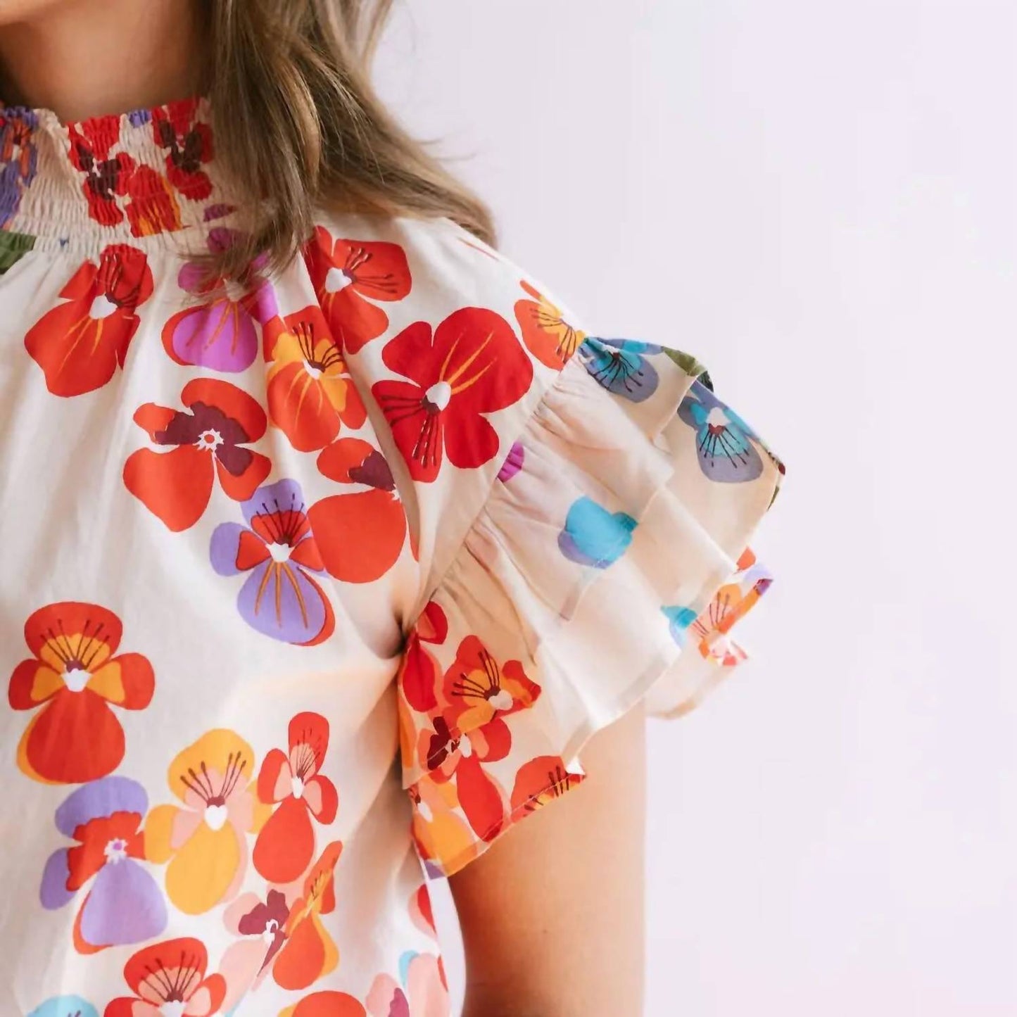 Sunshine Tienda - Rainbow Flower Flutter Top