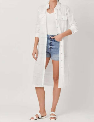 Mystree - Textured Gauze Long Shirt Dress