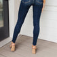 Judy Blue - Mid Rise Raw Hem Skinny Jeans