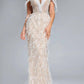 Jovani - Feathered Plunge Gown With Dazzling Embellishments
