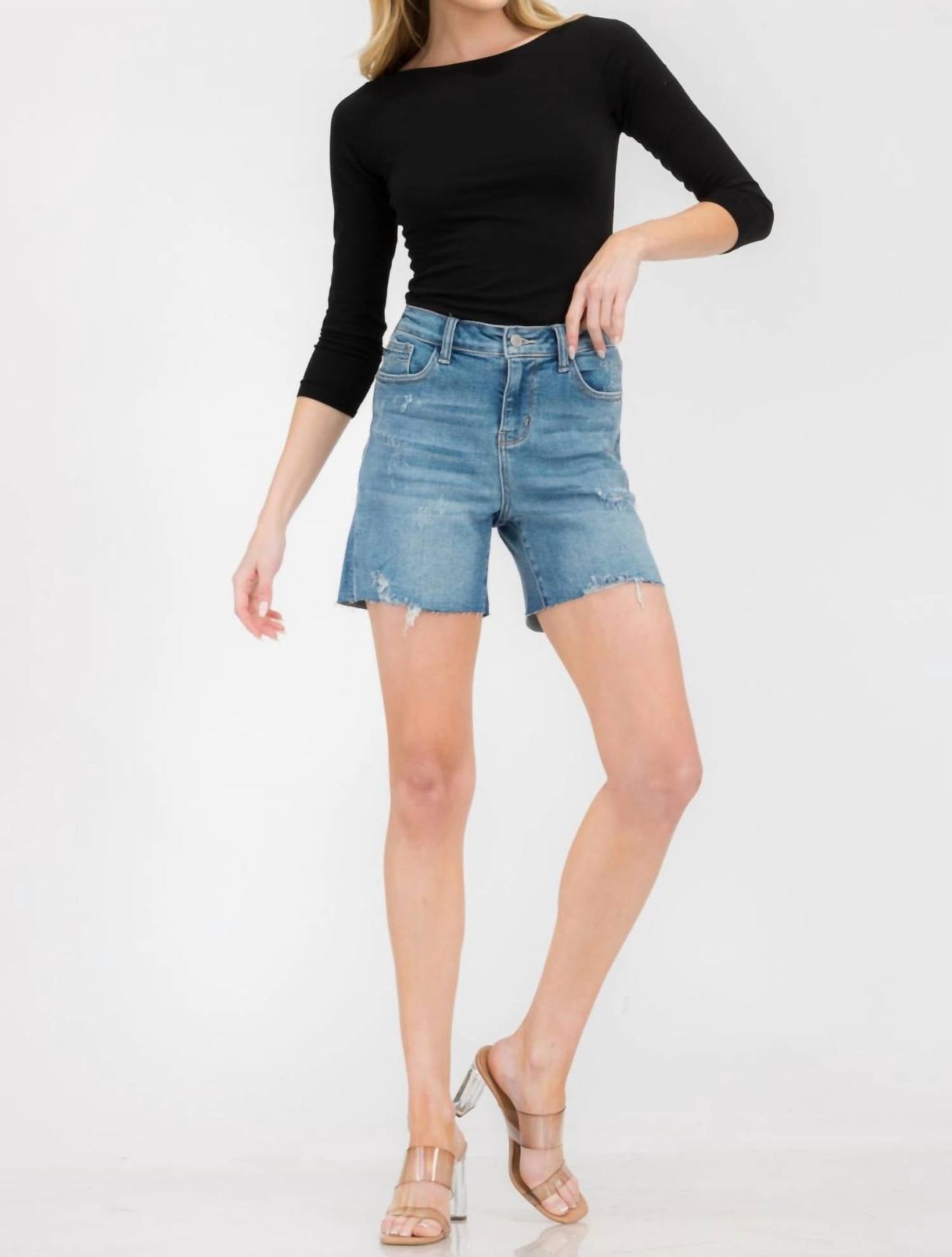 Judy Blue - Cut Off Mid Thigh Jean Shorts