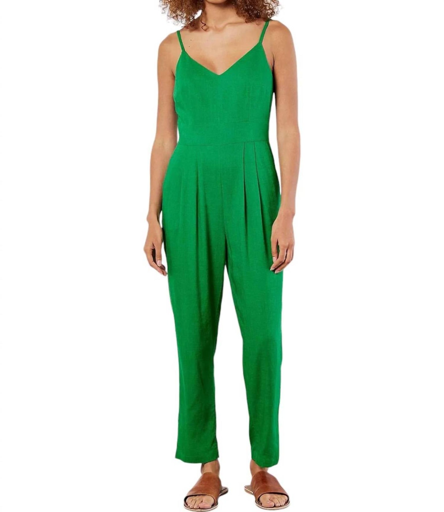 Apricot - Linen Mix Pleat Detail Cami Jumpsuit