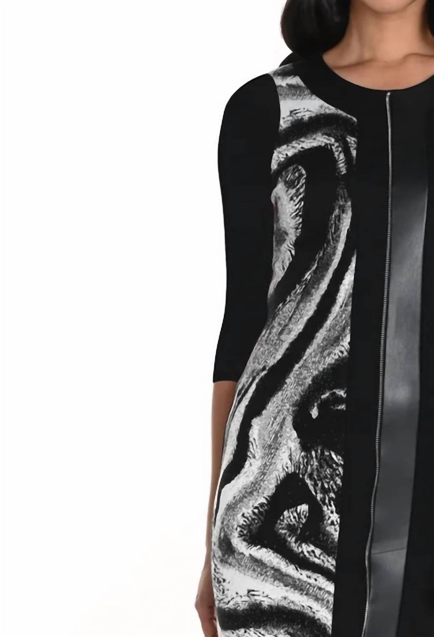 Frank Lyman - Front Panel With A Faux Leather Insert Dress
