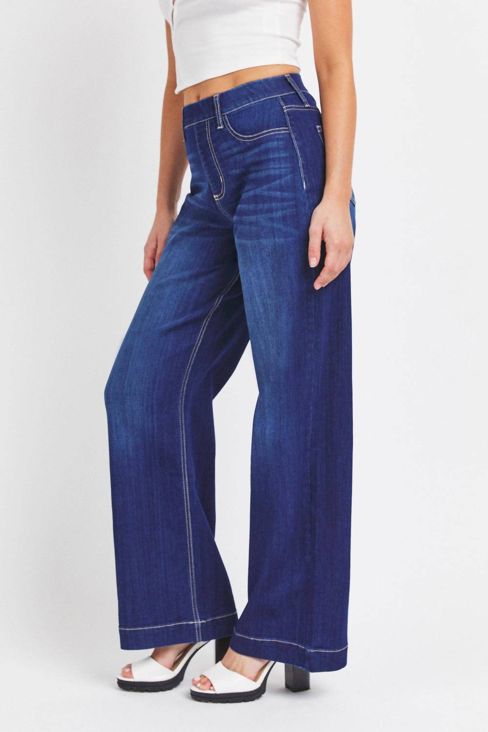Cello - Women's High Rise Pull On Wide Leg Jeans
