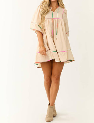 Entro - Neck Tie Half Sleeve Dress