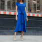 Clara Sun Woo - Soft Textured Rayon - Wrap Overlay Center Tie Midi Dress