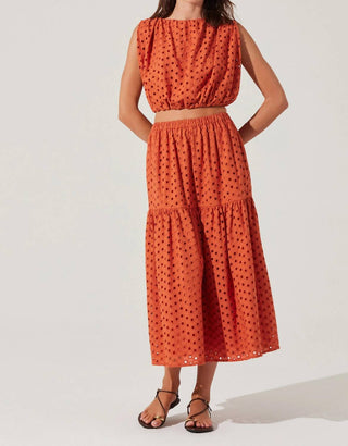 Astr - Nalley Eyelet Midi Skirt
