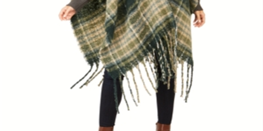 Charter Club Women's Supersoft Brushed Fringed Top -Green One size