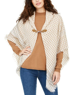 Charter Club Women's Mini Plaid Toggle Topper Scarf Brown Size Regular