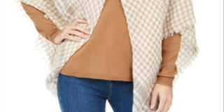 Charter Club Women's Mini Plaid Toggle Topper Scarf Brown Size Regular