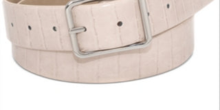 INC International Concepts Women's Croc Embossed Panel Belt Beige Size Small
