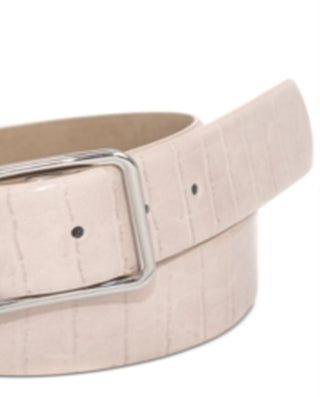 INC International Concepts Women's Croc Embossed Panel Belt Beige Size Large
