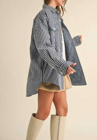 Klesis - Striped Padded Oversized Shacket