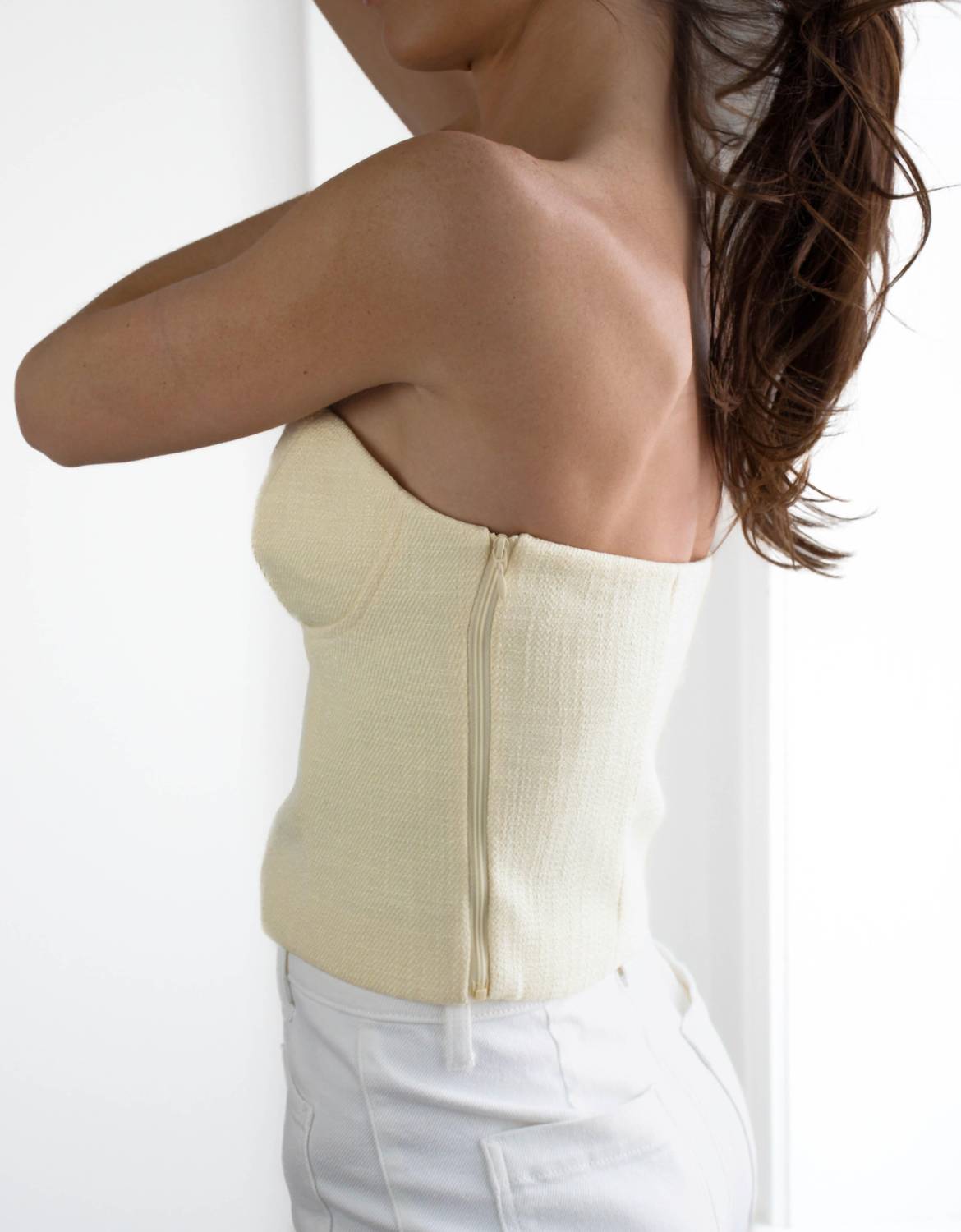 2.7 August Apparel - Tweed Strapless Top