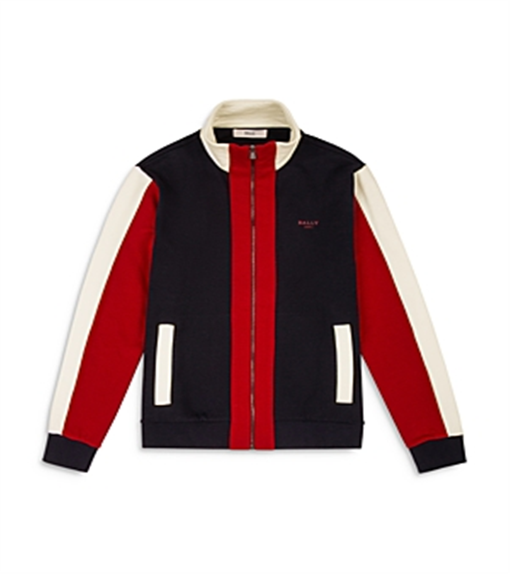 Bally Men's Cotton Color Blocked Jacket Red Size Medium