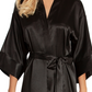 Linea Donatella Women's Short Satin Wrap Robe Lingerie Black Size X-Large