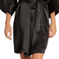 Linea Donatella Women's Short Satin Wrap Robe Lingerie Black Size X-Large