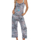 Linea Donatella Women's Printed Cami & Cropped Pants Pajama Set Beige Size Small