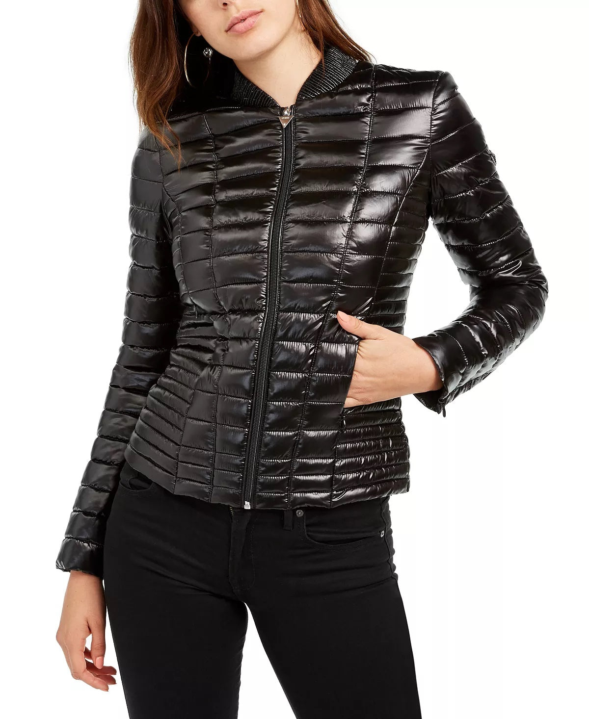 GUESS Women's Vera Puffer Jacket Black Size Large