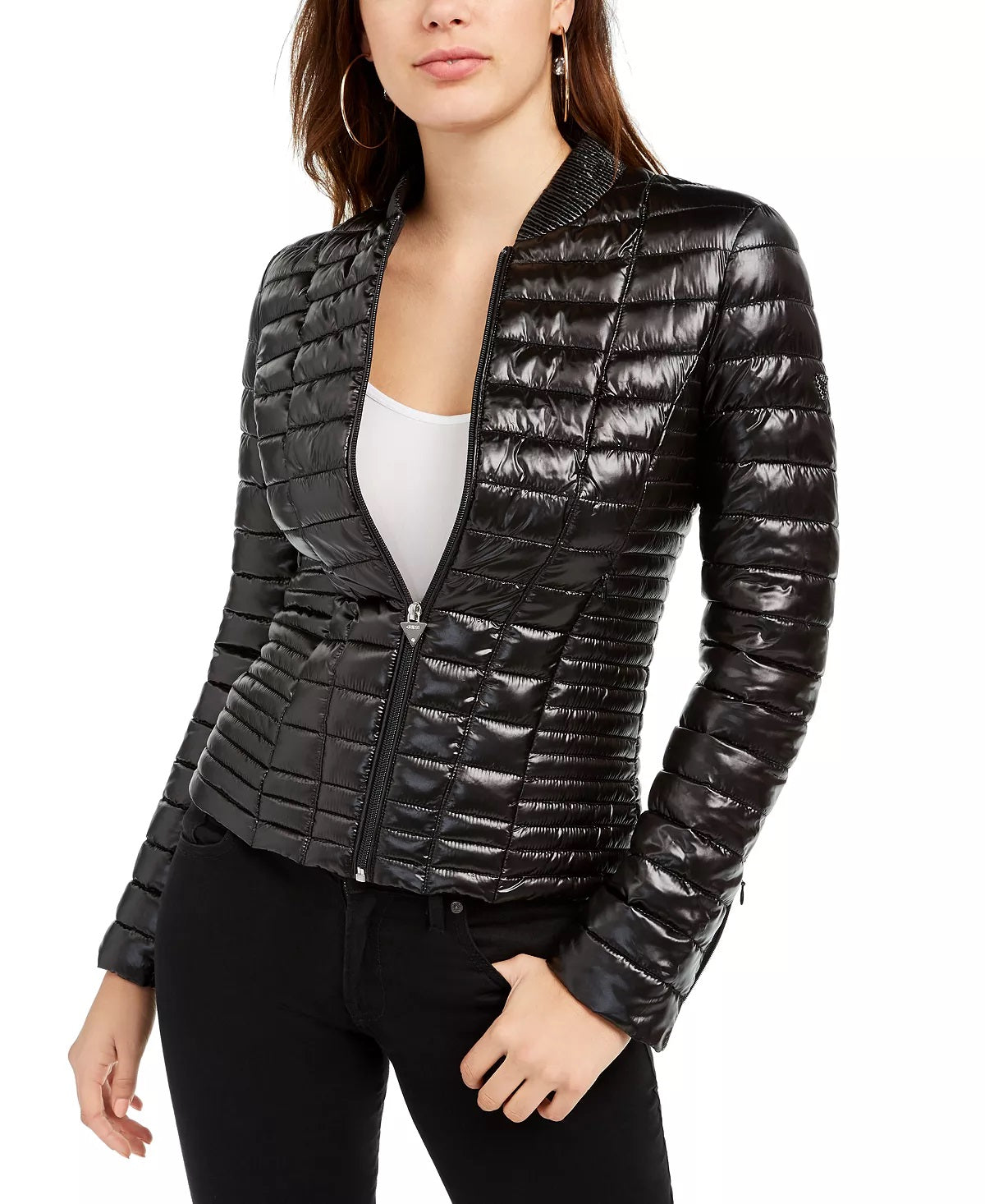GUESS Women's Vera Puffer Jacket Black Size Large