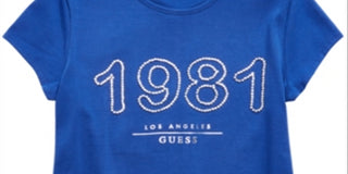 GUESS Big Girl's 1981 Rhinestone T-Shirt Blue Size Medium