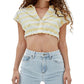 GUESS Women's J Balvin Striped Crop Top Yellow Size Small