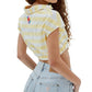 GUESS Women's J Balvin Striped Crop Top Yellow Size Small