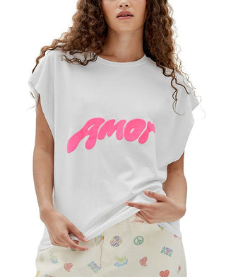 GUESS Women's J Balvin Cotton Amour Graphic T-Shirt White Size Large