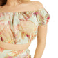 GUESS Women's Polina Printed Cropped Top Green Size Medium