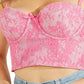 GUESS Women's Lace Bustier Top Pink Size Large