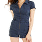 GUESS Women's Gemma Front Zip Romper Blue Size Small
