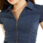 GUESS Women's Gemma Front Zip Romper Blue Size Small
