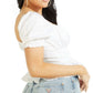 GUESS Women's Sweetheart Neck Peplum Top White Size X-Small