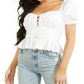 GUESS Women's Sweetheart Neck Peplum Top White Size Small