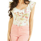 GUESS Women's Veronika Printed Ruffled Top Green Size Small