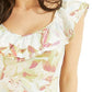 GUESS Women's Veronika Printed Ruffled Top Green Size Small