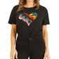 GUESS Women's Cotton Rainbow Graphic T-Shirt Black Size X-Small