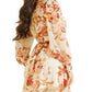 GUESS Women's Morgane Floral Print Belted Chiffon Dress White Size Medium