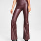 GUESS Women's Sabella Flared Leg Faux Leather High Rise Pants Brown Size 24