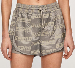 GUESS Women's Logo Print Shorts Gray Size Medium