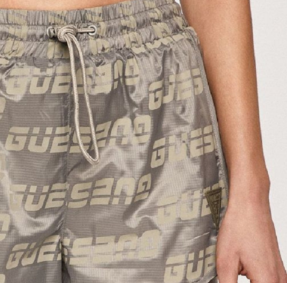 GUESS Women's Logo Print Shorts Gray Size Medium