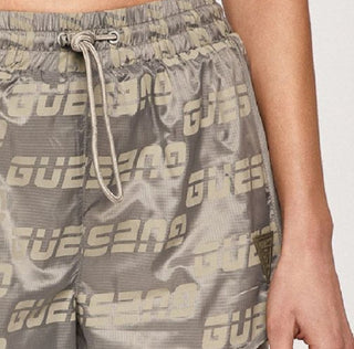 GUESS Women's Logo Print Shorts Gray Size Medium