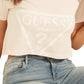 GUESS Women's Cropped Logo Cotton T-Shirt Pink Size Large