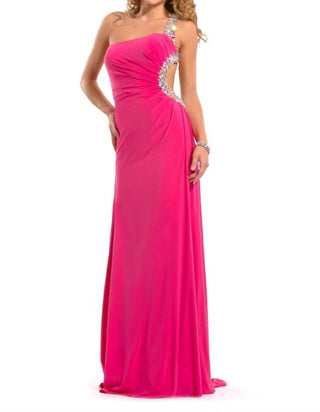 Rachel Allan - One Shoulder Heavily Beaded Strap Gown