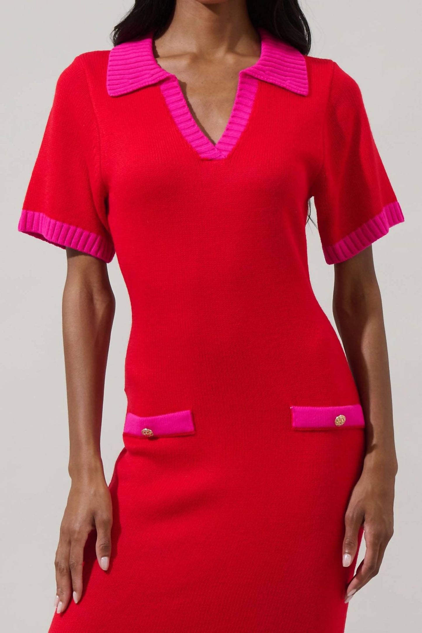 Sugarlips - Rison Collared Midi Sweater Dress