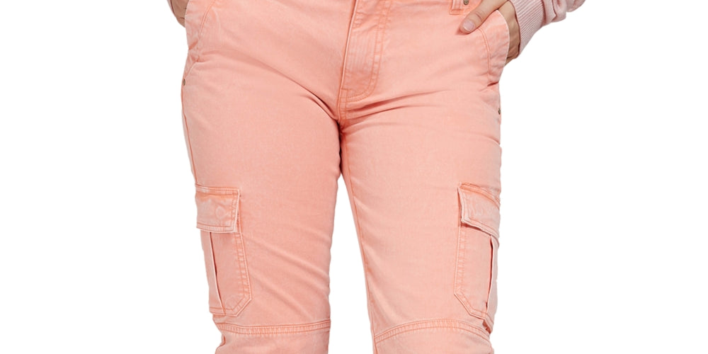 GUESS Women's Cargo Pants Pink Size Small