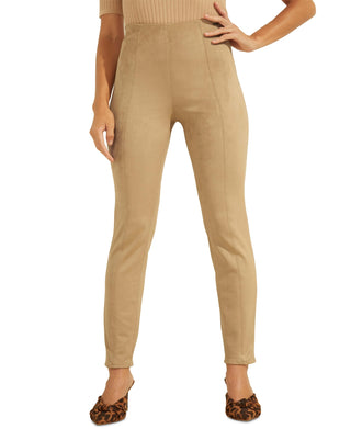 GUESS Women's Maya Faux Suede Leggings Brown Size Small