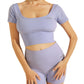 Guess Women's Short Sleeve Seamless Top Purple Size Medium