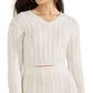 GUESS Women's Dora Cable Knit Crop Sweater White Size X-Small
