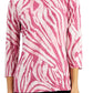 JM Collection Women's Printed Jacquard 3/4 Sleeve Top Red Size Petite Medium